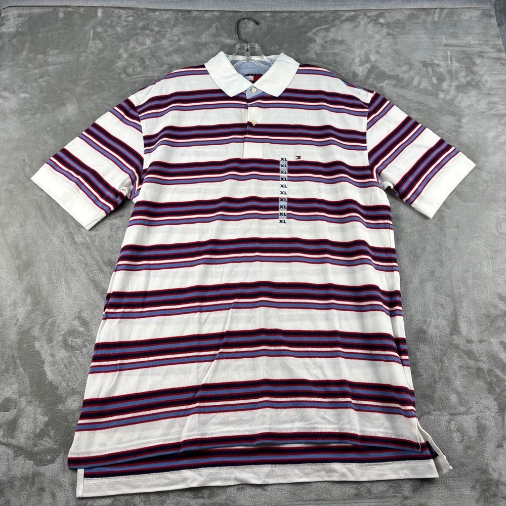 Tommy Hilfiger Mens XL Striped Polo Shirt Short Sleeve NWT